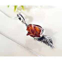 Bernstein Anhänger kleine Rose Silber 925 Bernsteinschmuck BA519