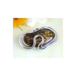 Bernstein Brosche Silber 925 Bernsteinschmuck AG16