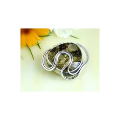 Bernstein Brosche Silber 925 Bernsteinschmuck AG42A