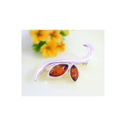 Bernstein Brosche Silber 925 Bernsteinschmuck BO86