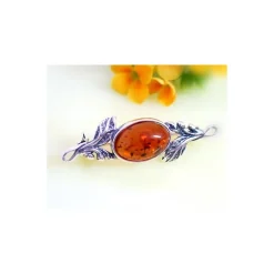 Bernstein Brosche Silber 925 Bernsteinschmuck BO83