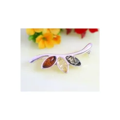 Bernstein Brosche Silber 925 Bernsteinschmuck BO87