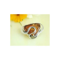Bernstein Brosche Silber 925 Bernsteinschmuck AG35