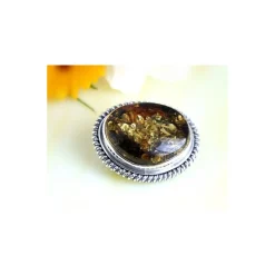 Bernstein Brosche Silber 925 Bernsteinschmuck AG19