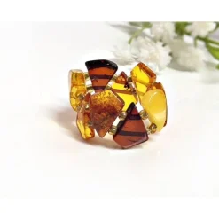 Bernstein Ring Gummizug Bernsteinschmuck CJ57