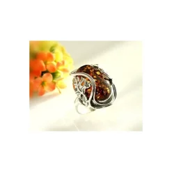 Bernstein Ring 18 mm Silber 925 Bernsteinschmuck HC22