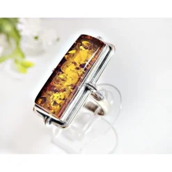 Bernstein Ring 17 mm Silber 925 hf14