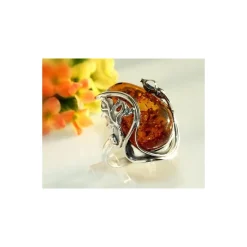 Bernstein Ring 18 mm Silber 925 HC60