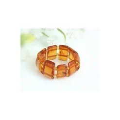Bernstein Ring Gummizug Bernsteinschmuck CZ86