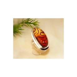 Bernstein Ring Silber 925 Bernsteinschmuck 19 mm CI56