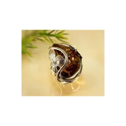 Bernstein Ring Silber 925 Bernsteinschmuck 18 mm CI52