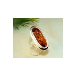 Bernstein Ring Silber 925 Bernsteinschmuck 17,5 mm CI20