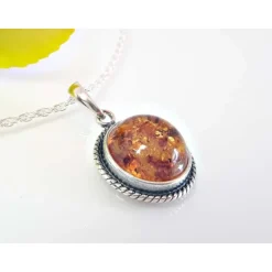 Bernsteinschmuck - Bernstein-Collier Silber-925 (BA324A)
