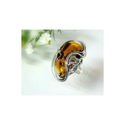Bernsteinschmuck Bernstein Ring 19 mm SILBER 925 HD60a
