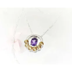 Collier Silber 925 45 cm Citrin Amethyst Sterlingsilber sd164