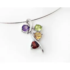 Collier Halsreif Silber 925 42 cm Peridot Citrin Amethyst Granat Sterlingsilber sd168