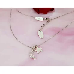 Collier Silber Stern mit Mond 42 cm Silber 925 SD139