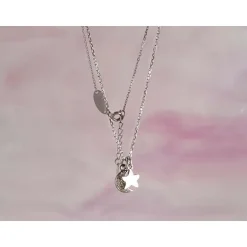 Collier Silber Stern mit Mond 42 cm Silber 925 SD139