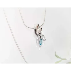 Damen Anhänger Silber-925 Zirkonia blau weiß ST56