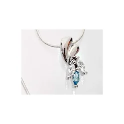 Damen Anhänger Silber-925 Zirkonia blau weiß ST56