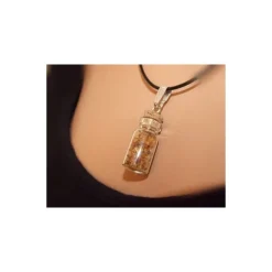 Geschenkartikel Glasfläschchen mit Bernstein & Kette (BM49)