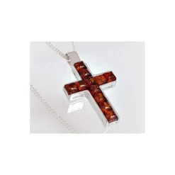 Kreuzanhänger Silber 925 Bernstein Kreuz BA338