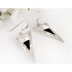 Onyx Ohrhänger Silber 925 Dreieck SE11