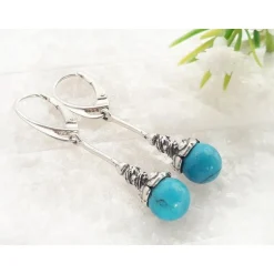 Türkisschmuck - Türkisohrhänger Türkis Kugel Silber-925 gz65