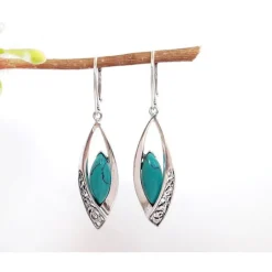 Türkisschmuck - Türkisohrhänger blau oval Silber-925 (GZ262)