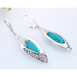 Türkisschmuck - Türkisohrhänger blau oval Silber-925 (GZ262)